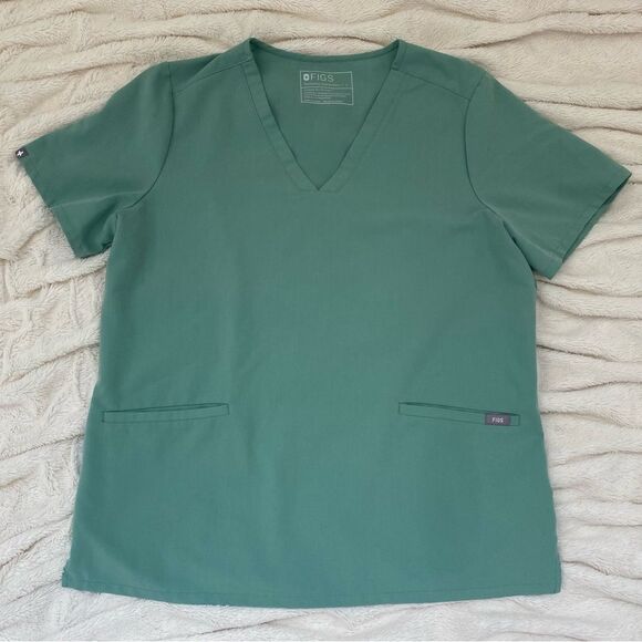 Figs Casma v-neck Jade green 3-pocket scrub top - Picture 3 of 6